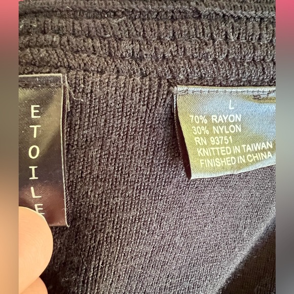 Etoile sweater set size L leather look trim black on black. Zip front - Picture 5 of 11